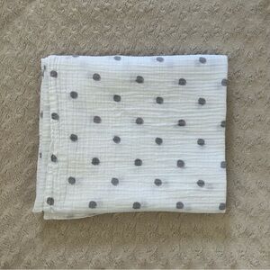 Cloud Island Gray White Polka Dots Baby Swaddle Blanket Muslin Cotton Lovey 2017